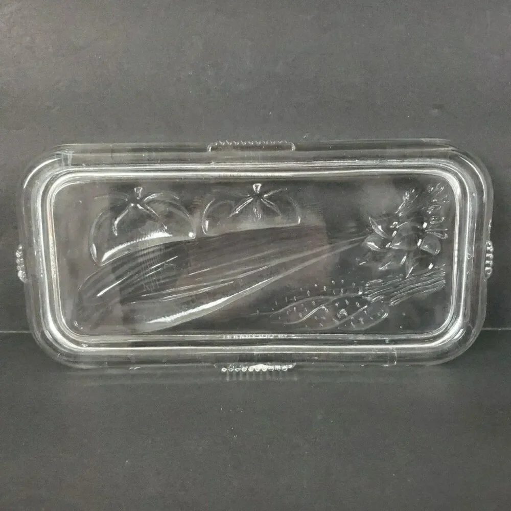 Federal Glass Refrigerator Food Storage Dish Ribbed Vegetable Embossed VTG- Flaw